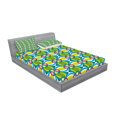 thumbnail image 2 of Ambesonne Abstract Fitted Sheet & Pillow Sham Set, Floral Curvy Checked, Queen, Multicolor, 2 of 2