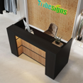 thumbnail image 5 of Tribesigns Modern Reception Desk with LED Lights, 63 Inches Front Counter Table for Reception Room, Lobby, Beauty Salon, Retail (Black and Wood), 5 of 7