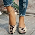 thumbnail image 2 of Dress Shoes for Women Fashion Leopard Leather Square Toe Ballet Flats Business Office Formal Slip on Dressy Loafers Ladies, 2 of 6