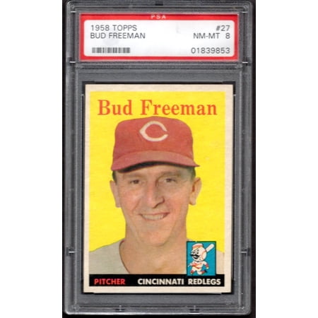 Graded 1958 Topps #27 Bud Freeman PSA 8 Cincinnati Redlegs Baseball Card