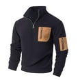 thumbnail image 2 of DIOAZUD Quarter Zip Pullover Men Lightweight Fleece Stand Collar Sweatshirt Solid Long Sleeve Sweatshirts with Pockets, 2 of 8