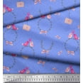 thumbnail image 1 of Soimoi Blue Heavy Satin Fabric Bird,Wreath & Bow Fashion Print Fabric by Yard 54 Inch Wide, 1 of 1
