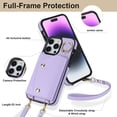 thumbnail image 4 of Compatible with iPhone 15 Plus Wallet Case with Card Holder Crossbody Neck Strap Lanyard Wrist Strap Purse for Women PU Leather Flip Case with Credit Card Kickstand Stand Case Purple, 4 of 17