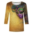 thumbnail image 5 of Mardi Gras Tee Shirts for Women Plus Size Funny 3/4 Sleeve Cute Holiday Crew Neck Tops 2026 Mardi Gras Outfit Carnival Theme Party Tee Tops, 5 of 6