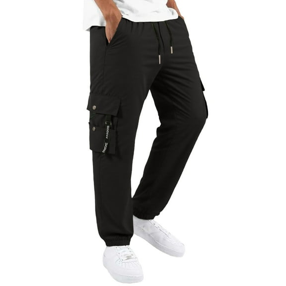 NAFUU Mens Relaxed Fit Trousers Men's Casual Cargo Joggers Pants Stretch Elastic Waist Drawstring Tapered Sweatpants With Pockets Leisure Trousers