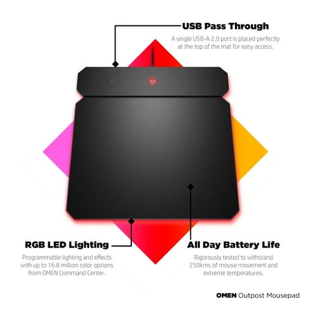 HP OMEN - Outpost Mouse Pad with Qi Wireless Charging - Black
