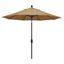 California Umbrella GSCU908302-8318 9 ft. Aluminum Market Umbrella Collar Tilt - Matted Black - Sunbrella - Sesame Linen