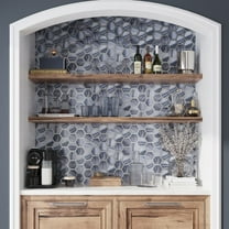 Solace 9 x 10 in. Matte Silver Midnight Blue Glass Mosaic Hexagon Wall and Floor Tile (3.28 sq ft/case) - 5 Pack