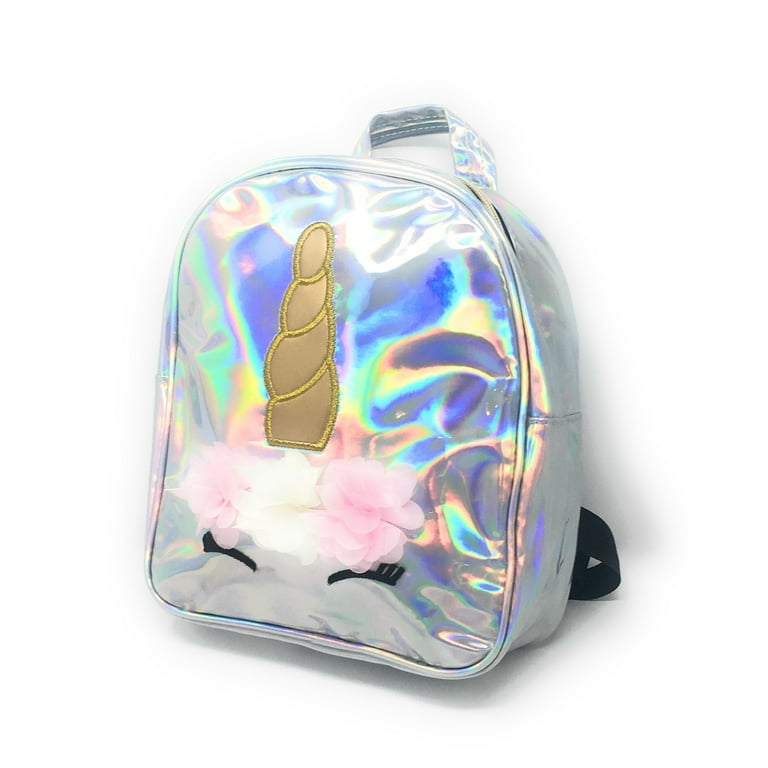 Mini Unicorn Backpack Purse Holographic Silver