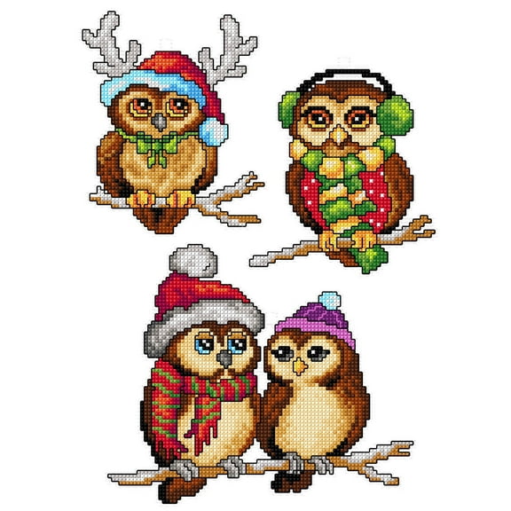 "Christmas Owls" 173CS Counted Cross-Stitch Kit