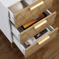 thumbnail image 5 of Chic Bedside Table with 3 Drawers, Perfect Modern Nightstand for Bedroom Spaces，Natural+White, 5 of 9
