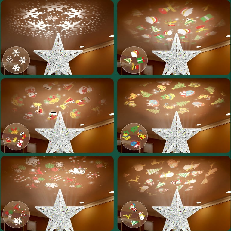 LED Projection Christmas Tree Topper, Rotating Snowflake, 3D LED Projection Christmas Tree Topper, Rotating Snowflake, 3D