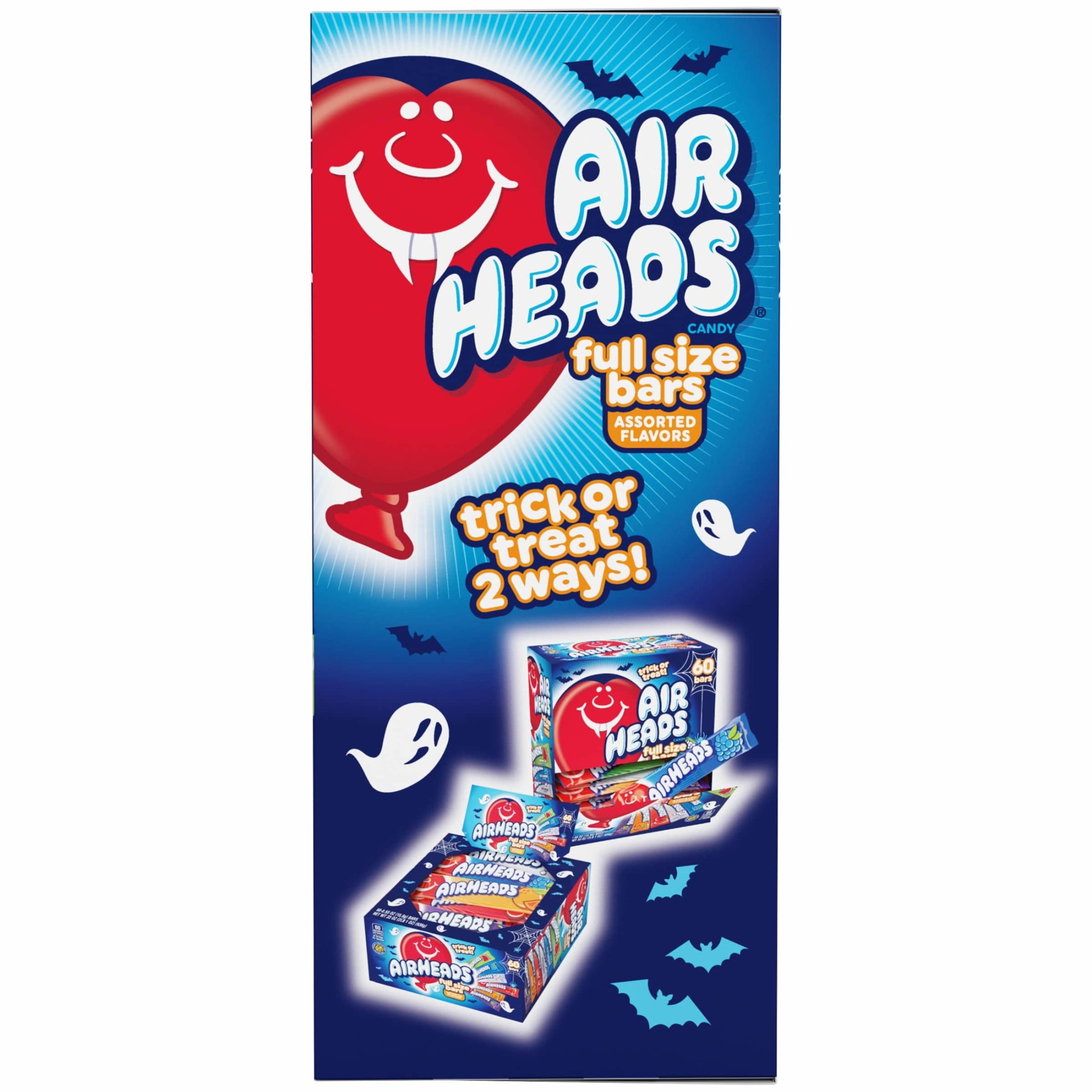 (2 pack) Airheads Candy, Chewy Full-Size Candy Bars, Assorted Flavors, Bulk Candy, 60 Count Box