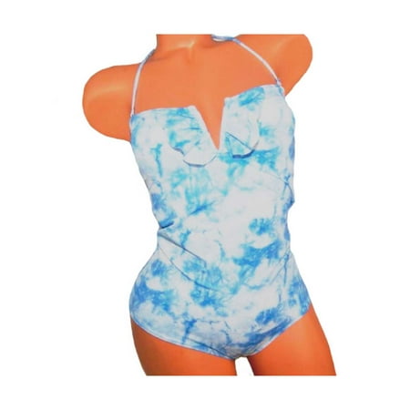 Victoria's Secret One-Piece Swimwear Plunge V-Front Blue Tie Dye S Bathing