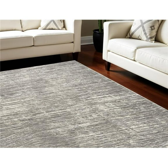HomeRoots 550728 6 x 9 ft. Abstract Non Skid Rectangle Area Rug, Ivory & Gray