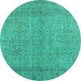 thumbnail image 1 of Ahgly Company Indoor Round Persian Turquoise Blue Traditional Area Rugs, 5' Round, 1 of 4