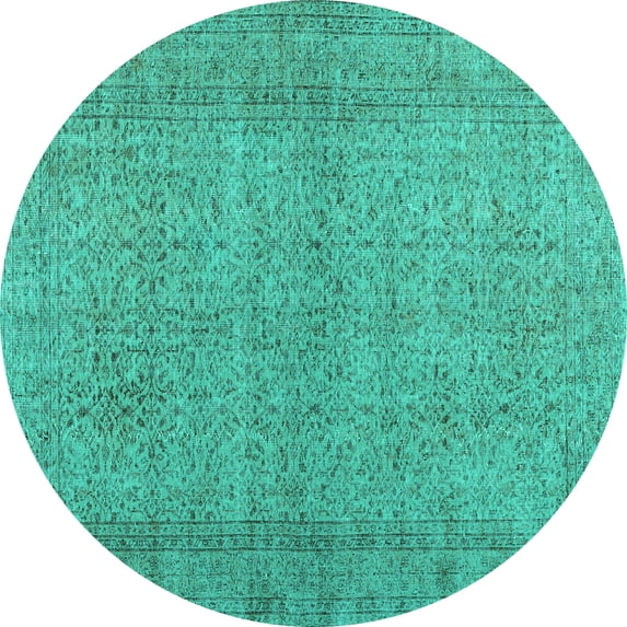 Ahgly Company Indoor Round Persian Turquoise Blue Traditional Area Rugs, 5' Round