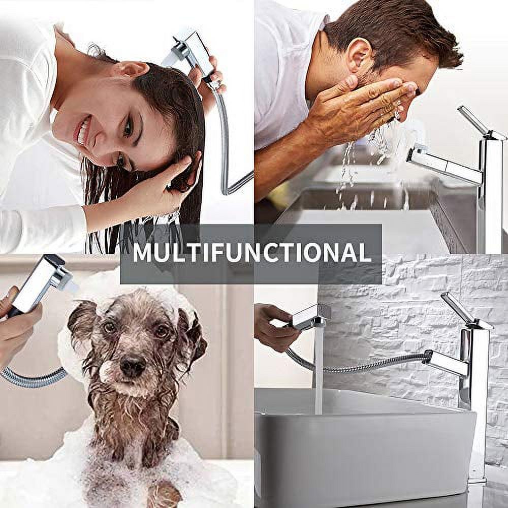 KAIYING Vessel Sink Faucet, Modern Lavatory Pull Down Bathroom Sink Faucet, Utility Single Hole Bathroom Faucet with Pull Out Sprayer, Commercial Basin Mixer Tap - image 2 of 3