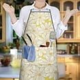 thumbnail image 5 of Women Men Adjustable Bib Apron with Pockets Blue with Yellow Daisy Cooking Kitchen Aprons, 5 of 7