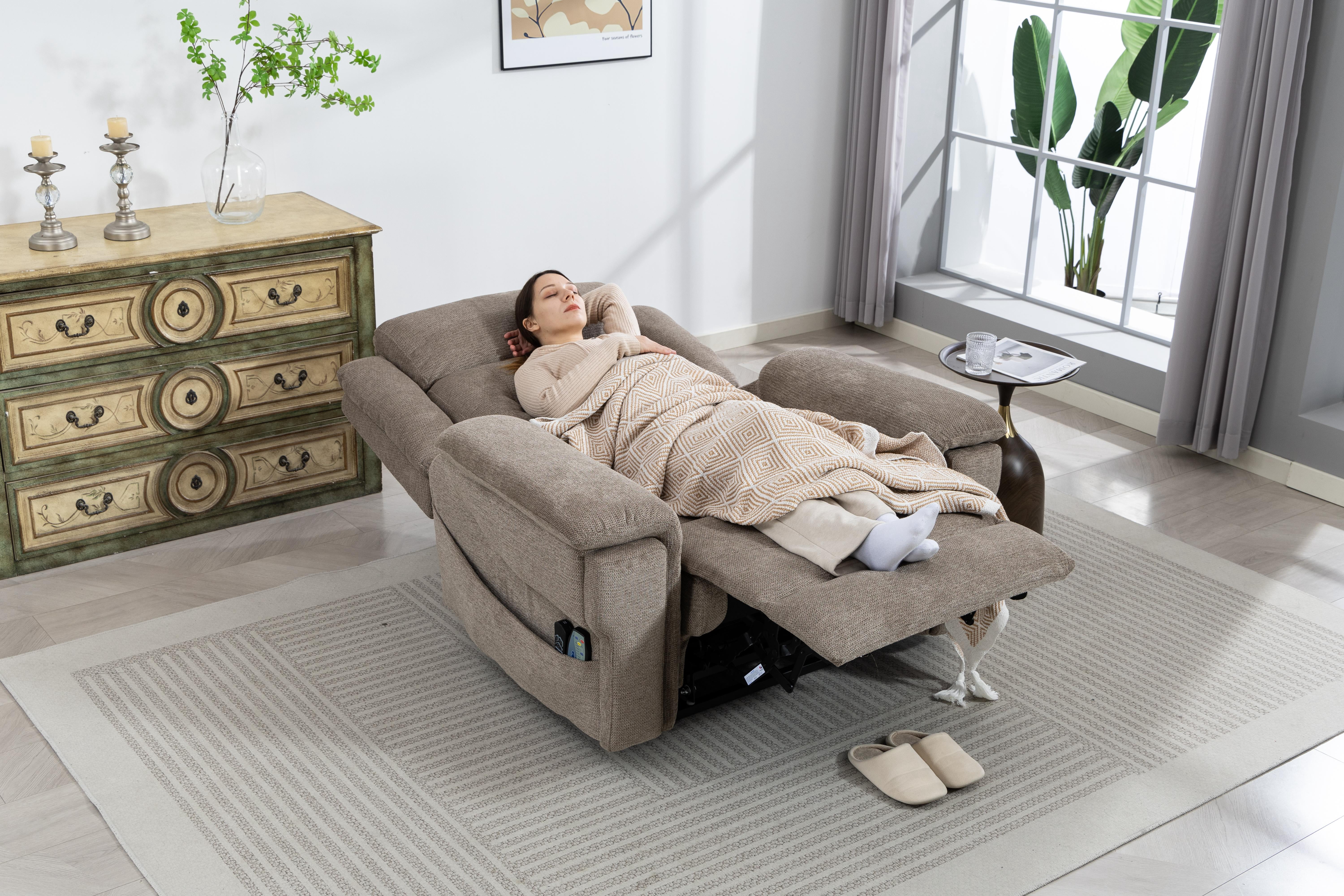Power Lift Recliner for Elderly 28 Inch Wide Seat, Lay Flat Lift Chair with Heat Massage, Cup Holder & Wireless Phone Charger, USB Type C Charging, Big Tall 400 lbs