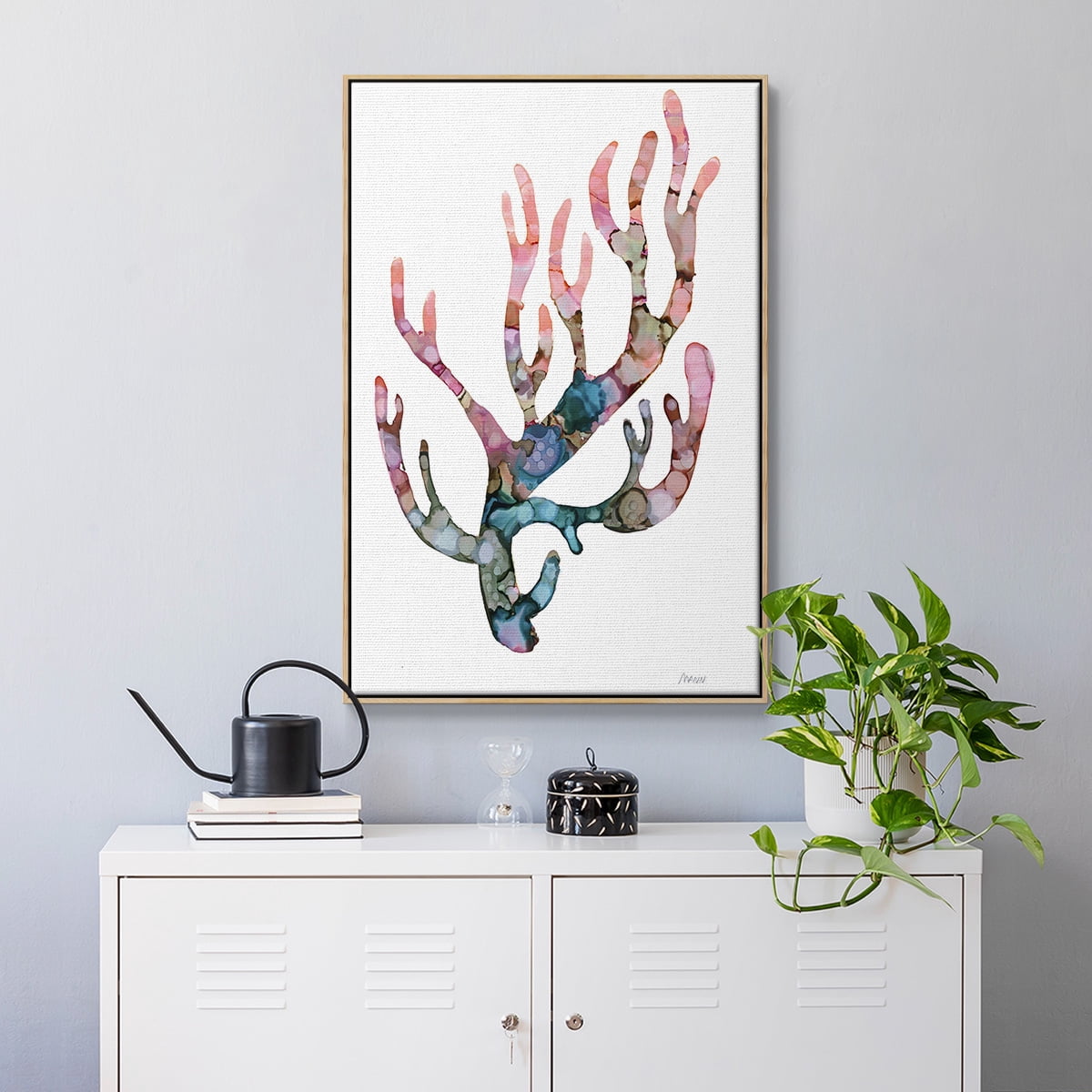 Sea Coral II Framed Premium Gallery Wrapped Canvas - Ready to Hang - 17 x 25 - Natural Wood Floating Frame