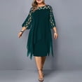 thumbnail image 3 of Robe Midi Grande Taille pour Femmes, Décontractée, Cocktail, Été Automne, 3 of 5