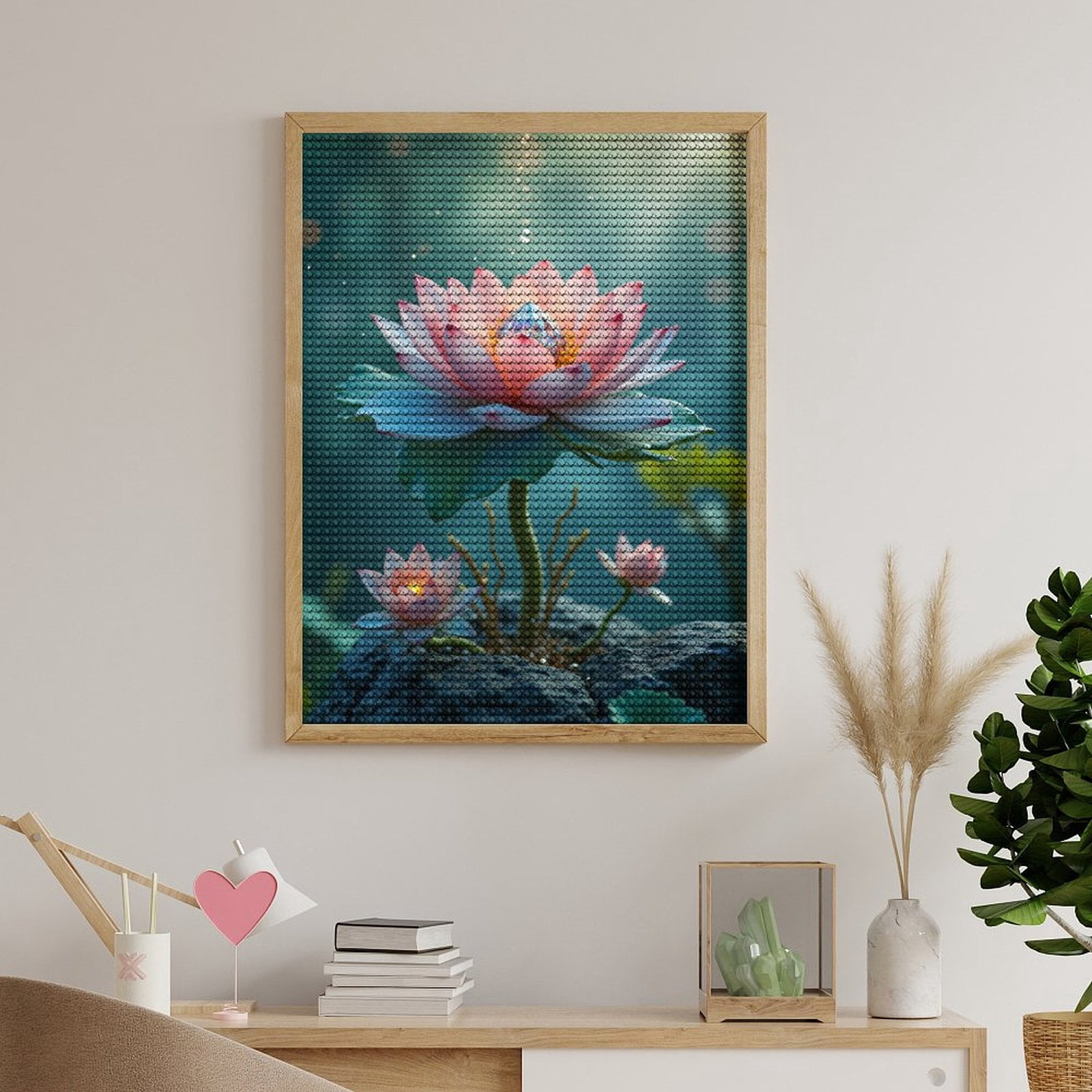Diamond Art Kits for Adults, Lotus Crystal Gem Bloom Radiance 5D Diamond Painting Kits for Adults Beginners, DIY Full Drill Diamond Painting, Gem Art and Crafts 12x16