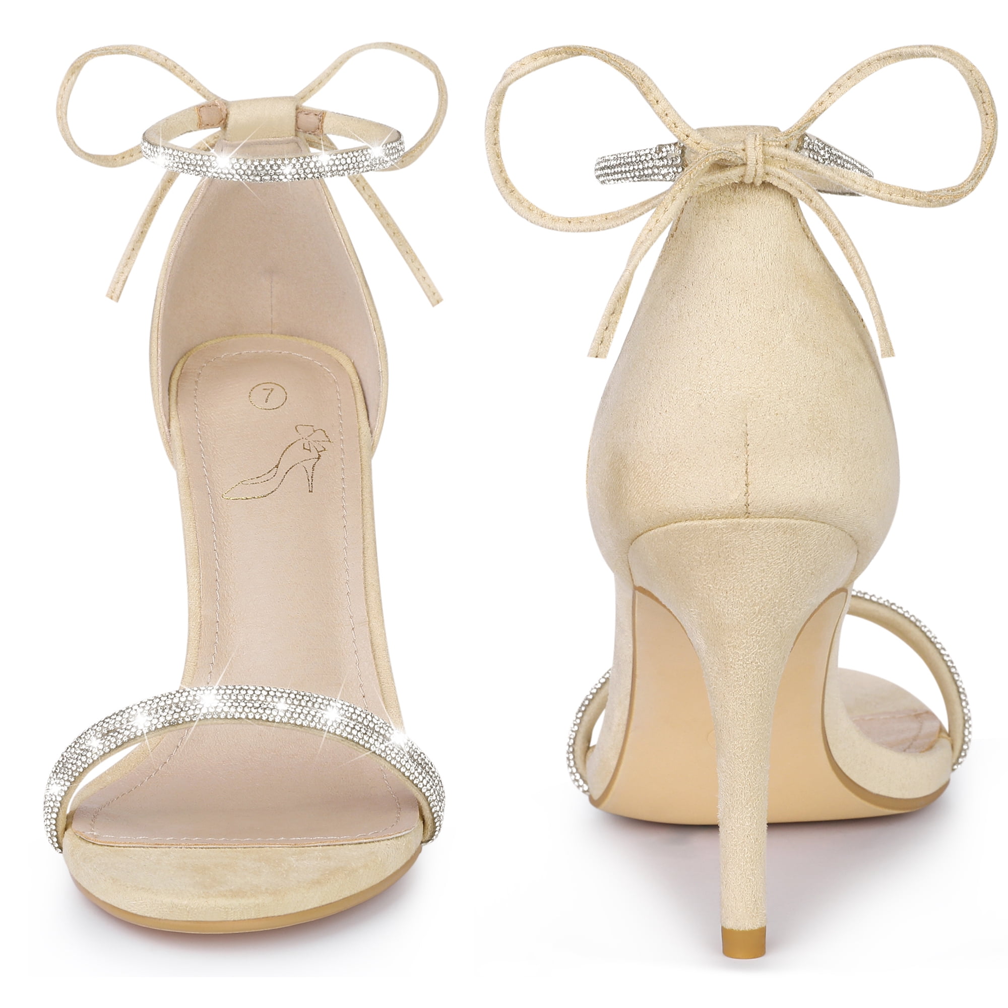 DARING DIVA Women's Ankle-Tie Stiletto Heels Sandals Beige 9