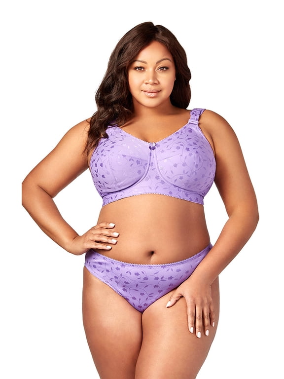 Women's Plus Size Super Curves Jacquard Softcup Bra, Full Coverage Wire-Free Firm Support, Style 1305 Lilac