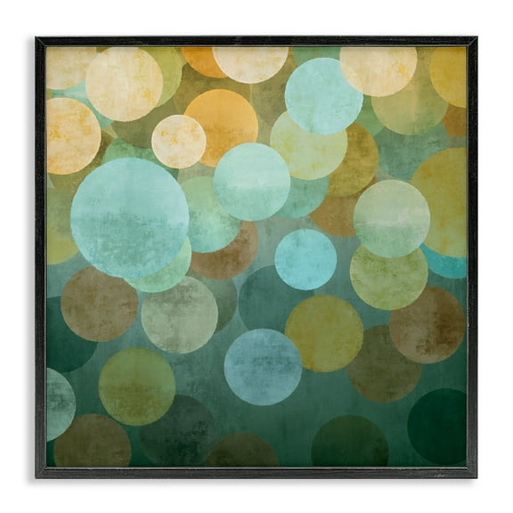 Stupell Industries Layered Green Circles Abstract Painting Black Framed Art Print Wall Art, 12 x 12