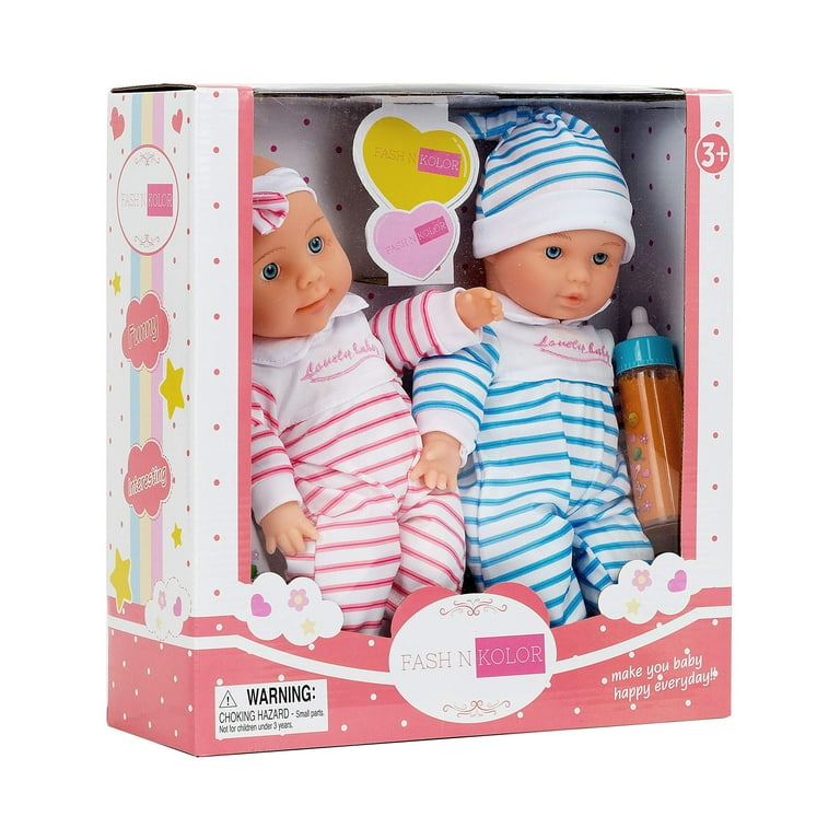 Fash N Kolor Twin Baby Doll Collection 13 inch Soft Body