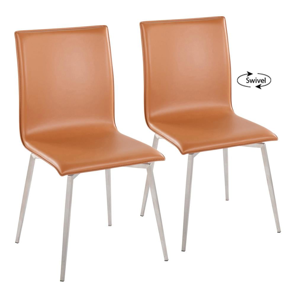 Light Brown Faux Leather Upholstered Side Chair with Metal Legs