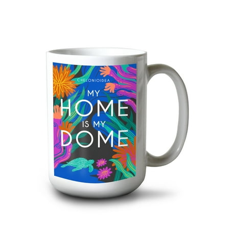 

15 fl oz Ceramic Mug Lush Environment Collection Sea Turtle Foliage My Home is My Dome Dishwasher & Microwave Safe