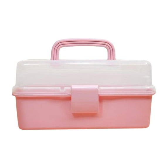 3 Layer Storage Box for Nails Making Sets Painting Supplies Sewing Supplies pink