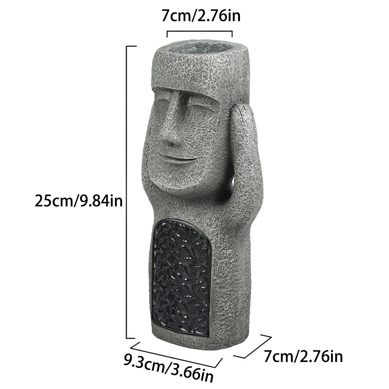 Solar Powered Moai Statue Planter - Easter Island Head Garden Decor with Built-in Solar Light, Outdoor Resin Sculpture for Yard, Patio & Terrace - Unique Garden Art Gift