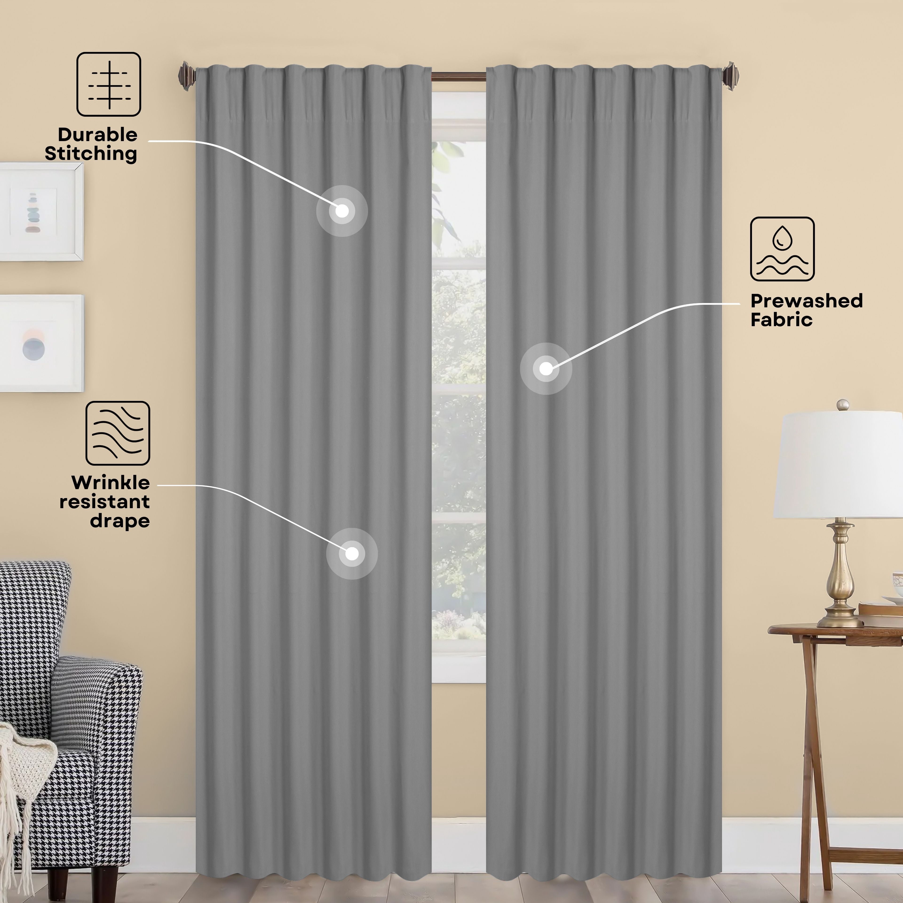 HEIRLOOM COMFORT Ash Grey Solid Panel Curtains, 84 Inches Long, Set of 2, 100% Cotton, Light Filtering for Privacy, Chic Farmhouse Minimalism, Ideal for Bedroom, Living Room, 54" W x 84" L