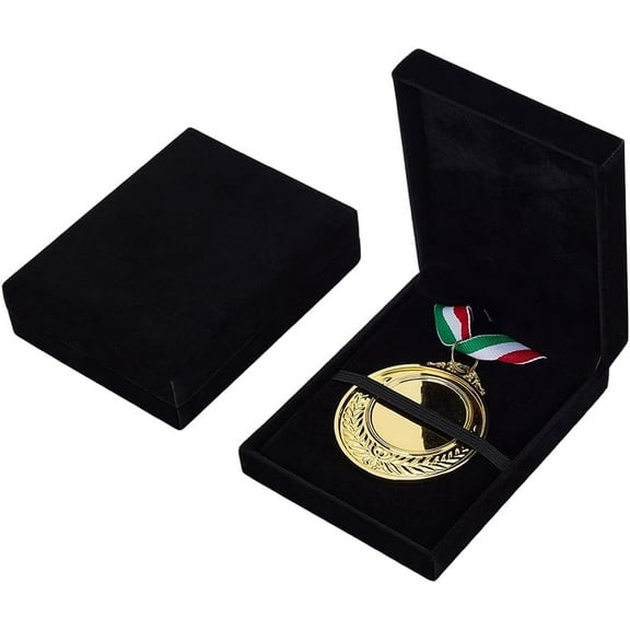 2 Pcs Single Medal Display Storage Box Black Velvet Medal Case Rectangle Award Display Box Badge Organizer Boxes Velvet Badge Gift Case for Runners Sports Winners and Military Awards Black DIY