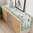 thumbnail image 4 of Spring Botanical Table Runner - 60 Inch Long, Kitchen Dining Table Runner Dresser Scarves, Watercolor Leaves Flowers Birds Gray Wood Farmhouse Decor for Coffee Tables Wedding Party Banquet, 4 of 8