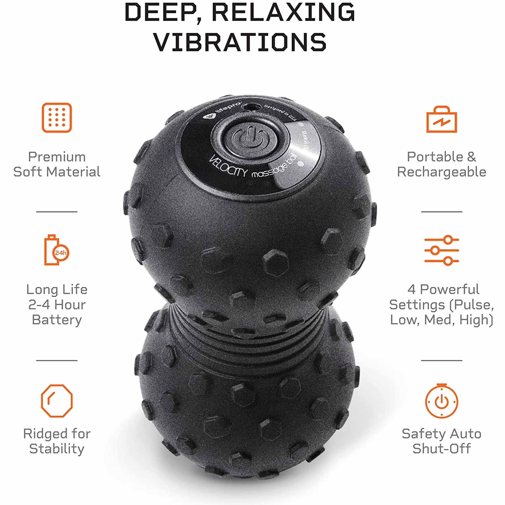 Lifepro - Brandclub - LifePro 4-Speed Vibrating Massage Ball, Rechargeable Peanut Massager for Muscle Recovery & Mobility, Portable Deep Tissue Foam Roller Alternative - Black Lifepro - Brandclub - LifePro 4-Speed Vibrating Massage Ball, Rechargeable Peanut Massager for Muscle Recovery & Mobility, Portable Deep Tissue Foam Roller Alternative - Black