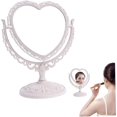 thumbnail image 3 of Espejo de maquillaje Espejo de tocador cosmético de escritorio de doble cara giratorio en forma de corazón (1 pieza, blanco), 3 of 5