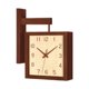 thumbnail image 1 of Reloj de doble cara, reloj cuadrado de madera, fácil de instalar, moderno, decorativo para esquinas. Marrón, 1 of 9