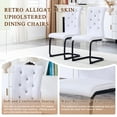 thumbnail image 2 of Oufan Luxury Dining Chair Set of 2, Upholstered Accent Chair w/ Faux Alligator Skin, Crystal Buckle & Metal Bow Leg, Kitchen Chair for Dining Room, 2 of 11