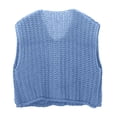 thumbnail image 4 of Women's Sleeveless Solid Color Pocket Button Knit Cardigan Vest Short Outerwear For Spring And Summer, 4 of 7