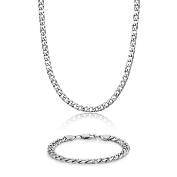 The Circle Gift Set - Stainless Steel 7.5mm Bracelet and Necklace - 22"/9"