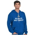 thumbnail image 5 of In Space We Trust Rocket Ship Science Zip Up Hoodie Men's Women's Brisco Brands X, 5 of 6