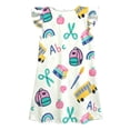 thumbnail image 6 of Bobifish Toddler Girls Ready To School Dress Cartoon Print Flutter Sleeve Dress Party Over Knee Length Children Girls Dress, 6 of 6