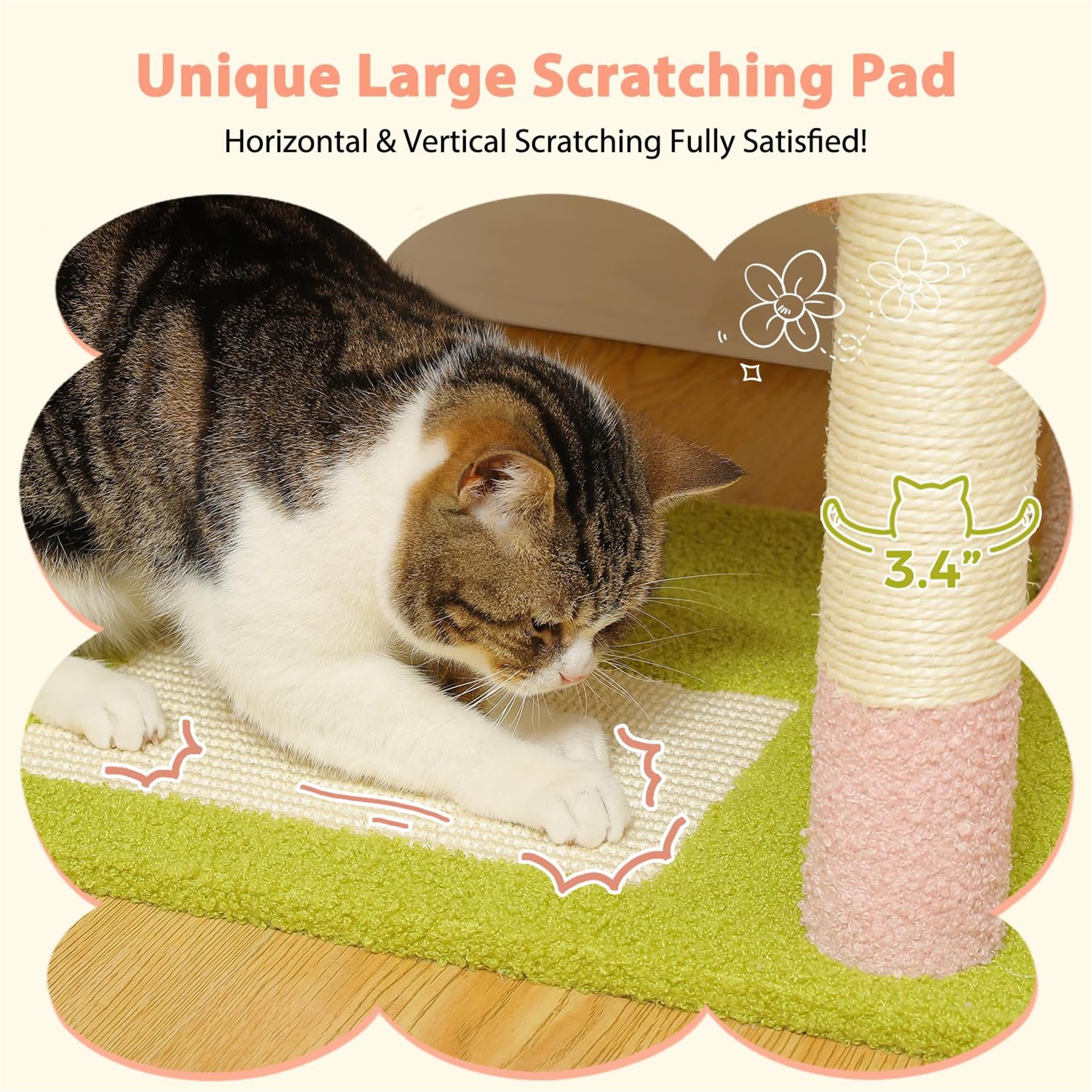 Kadyn 72" Large Cat Tree Tower with Sisal Scratching Post, Indoor Cat Condo for Big Cat Maine Coon, Pink