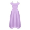 thumbnail image 2 of Eandarui Kids Girls Off Shoulder Junior Bridesmaid Dresses Chiffon A-Line Wedding Party Dress Formal Lavender 16, 2 of 5