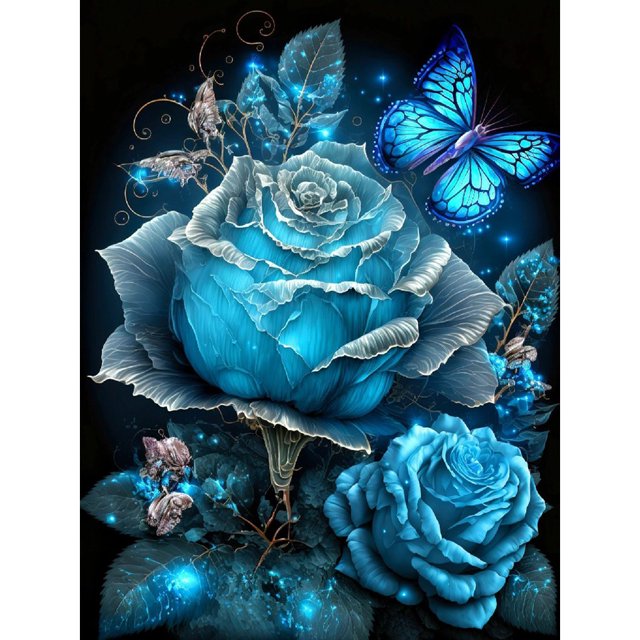 Cuadros Decorativos 5D bricolaje ronda completa taladro diamante pintura rosa mariposa Kit decoración del hogar (NH3107) Wdftyju de costura negro 4 estilos