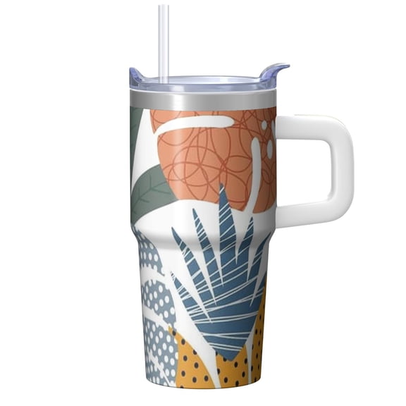 20oz Insulated Mug with Lid & Straw - Stainless Steel Double Wall Vacuum Travel Tumbler, Leakproof Thermal Coffee Cup, Bohemian Print